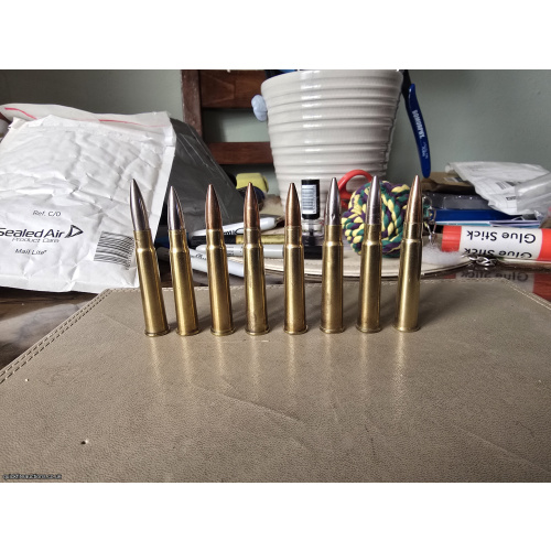 303 various R^L 23 VII (1923), VPT 40 (1940), GB 52 7 (1952), R^L 54 7 (1954), MF 58 7 (1958 Small Arms Ammunition Factory No. 1 Footscray Australia), RG 63 L.10Z (1963), RG 65 L.9Z (1965, .303 MK8Z NNY-81 (1981)