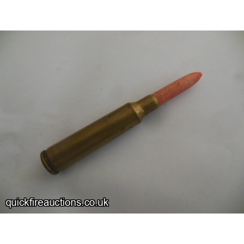 One inert 1908 Polish 6.5mm x 55 wood blankcartridge