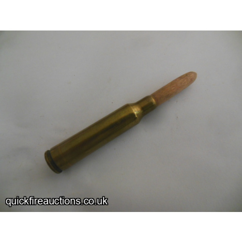 One inert 1919 Danish 6.5mm x 55 wood blank cartridge