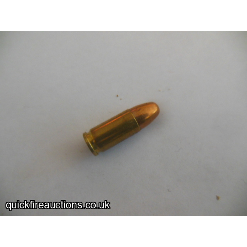 One inert 1973 Radway Green 9mm cartridge