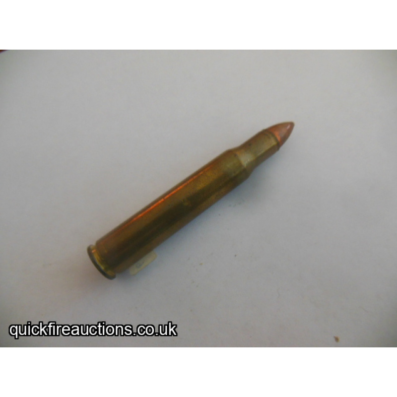 One inert 1957 WRA Duplex 30-06 cartridge
