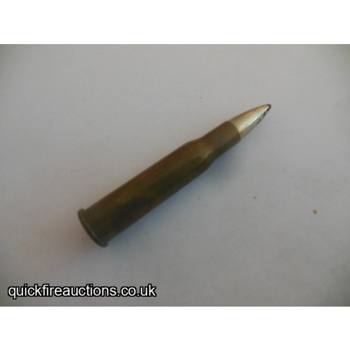 One inert 1918 Danish 8 x 58R Krag cartridge