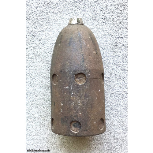 Large 19c French 120mm stud shell with fuze