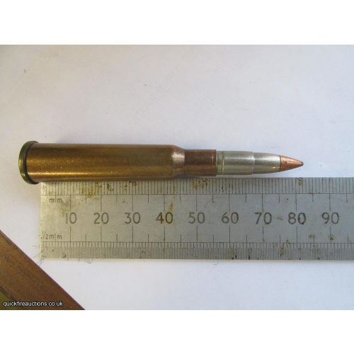 1 X R.W.S. 7 X 57R NICKEL COPPER TIP BULLET INERT