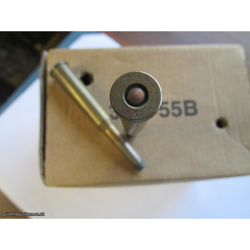 1 X DWM 7 X 57R NICKEL LEAD FLAT TIP BULLET INERT