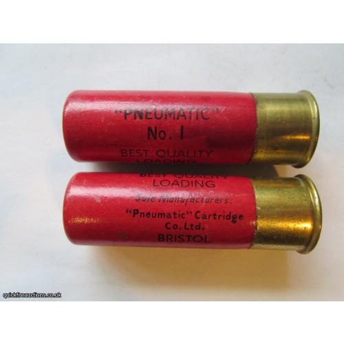 12G R.T.O. 2 3/4 PNEUMATIC No 1 BEST QUALITY BRISTOL BRIGHT RED CARTRIDGE  [INERT]