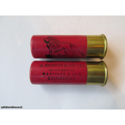 12G R.T.O. DICKSON [LION] BRIGHT RED HS.=MADE IN GT.BRITAIN CARTRIDGE  [INERT]