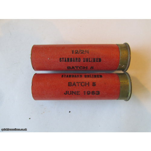 12G N.P.E. 2 3/4 ELEY STANDARD UNLINED BATCH 5 JUNE 1963 CARTRIDGE  [INERT]