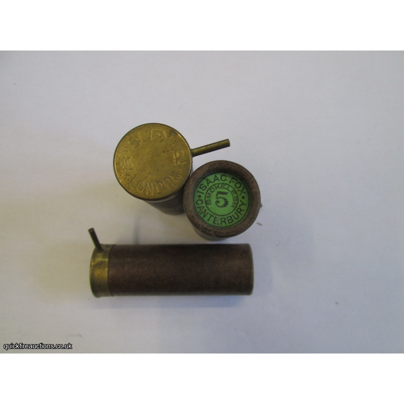12G TC= ISAAC FOX CANTERBURY, ELEY LONDON PIN-FIRE CARTRIDGE  [INERT]