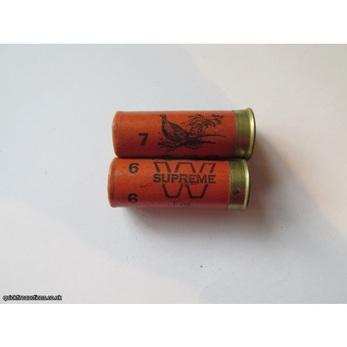 12G WOODS W SUPREME PHEASANT ORANGE EMPTY FIRED CASE