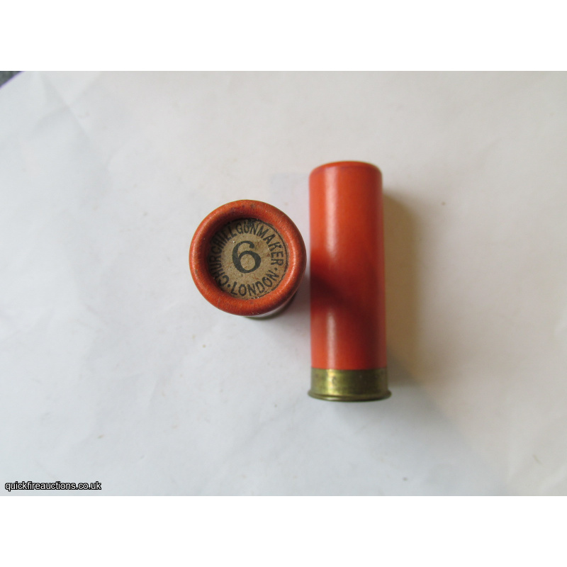 12G R.T.O. TC = CHURCHILL GUNMAKER LONDON PLAIN ORANGE TUBE CARTRIDGE  [INERT]