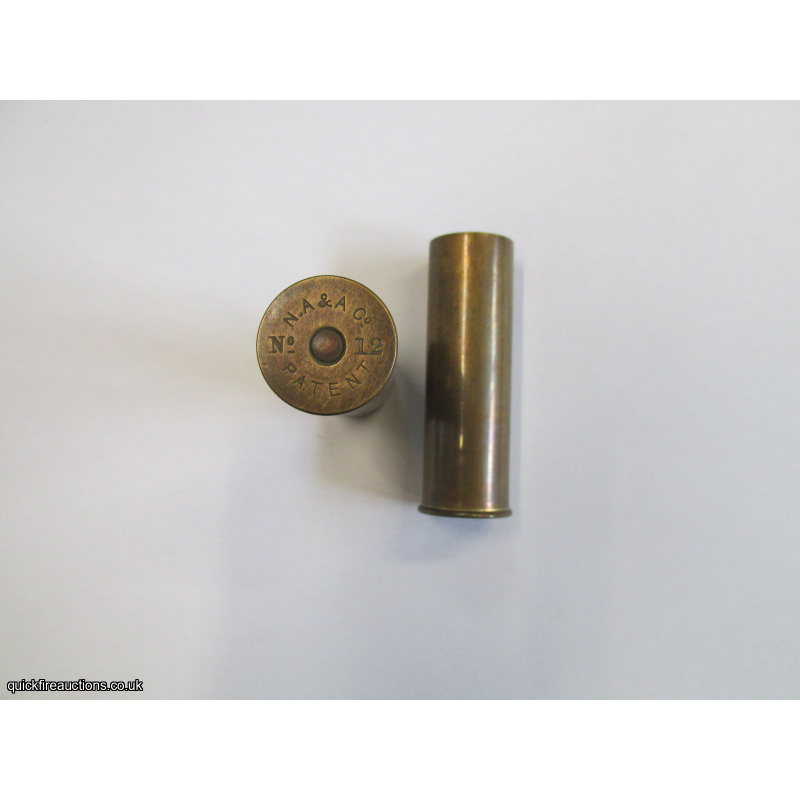 12G NATIONAL ARMS & AMMUNITION Co PATENT 2 1/2 inch EMPTY PRIMED BRASS CASE