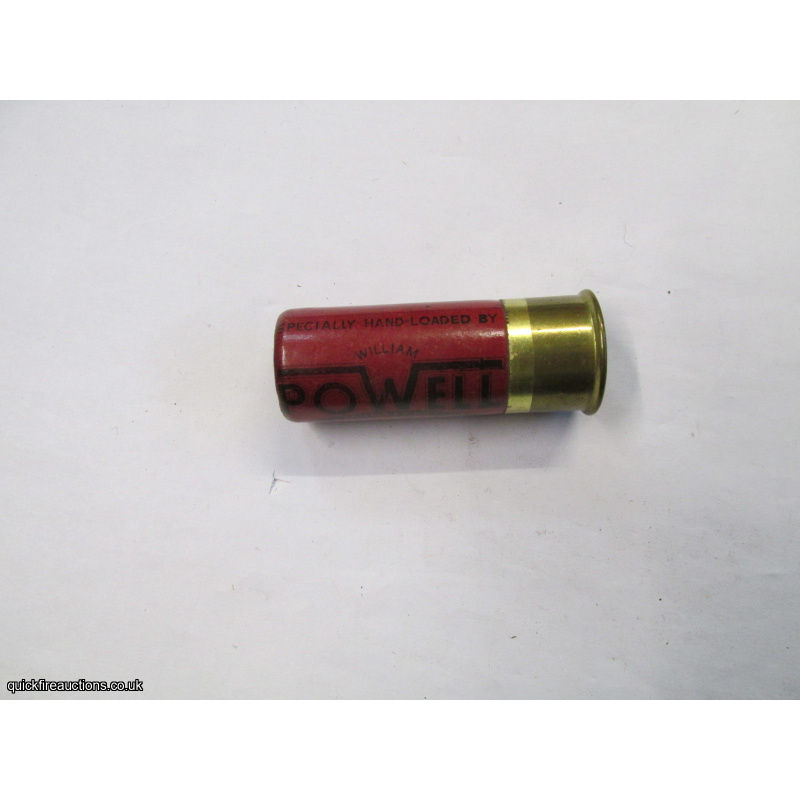 12G WILLIAM POWELL HAND LOADED DARK RED CARTRIDGE  [INERT]