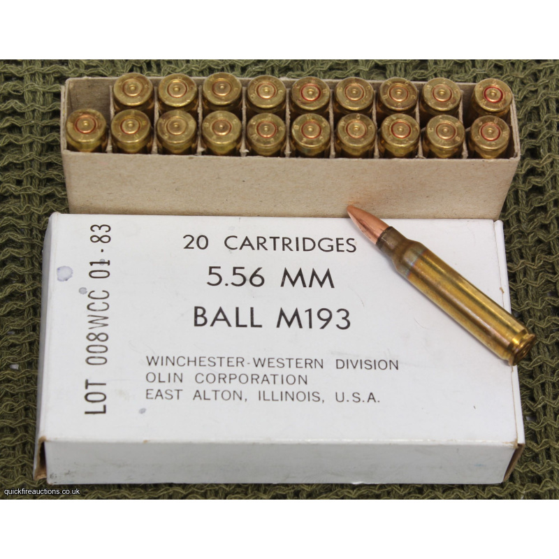 5.56mm M193 BALL Rounds Inert Boxed x20 Winchester