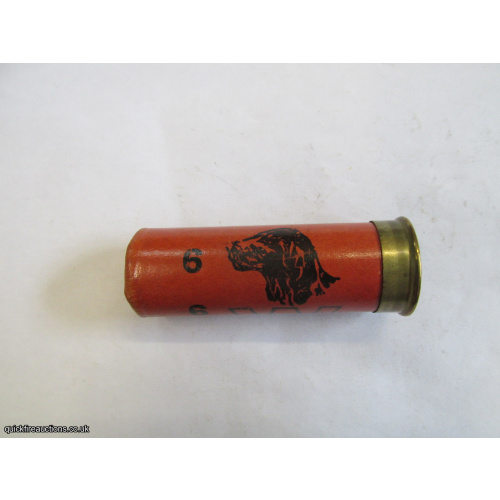12G WOODS W UNIVERSAL [DOG ORANGE] EMPTY FIRED CASE