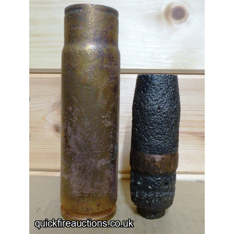 Soviet-Bloc 37mm N-37 HE projectile and case